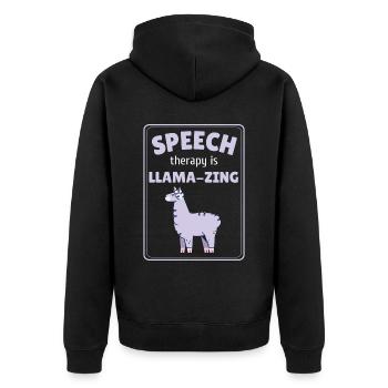 Speech Therapy Is Llamazing SLP - Unisex Premium Organic Zip Hoodie - black - Back - Nico (187cm)