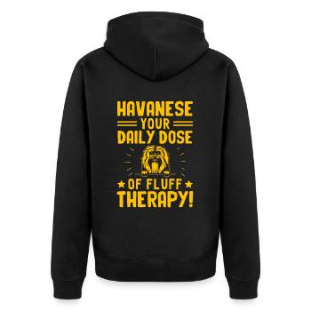 Havanese your daily Dose of fluff therapy - Unisex Premium Bio Zip Hoodie - Schwarz - Hinten - Nico (187cm)