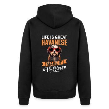 Life is great Havanese make it fluffier - Unisex Premium Organic Zip Hoodie - black - Back - Nico (187cm)