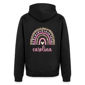 Carolina Regenbogen Name Geburtstag Carolina - Unisex Premium Bio Zip Hoodie - Schwarz - Hinten - Nico (187cm)