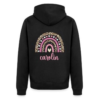 Carolin Regenbogen Name Geburtstag Carolin - Unisex Premium Bio Zip Hoodie - Schwarz - Hinten - Nico (187cm)