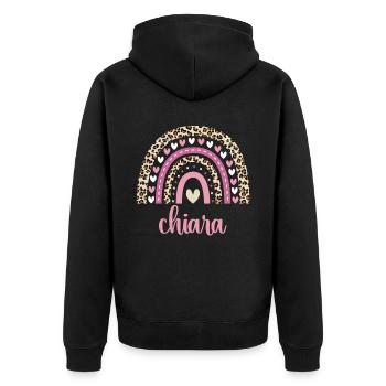Chiara Regenbogen Name Geburtstag Chiara - Unisex Premium Bio Zip Hoodie - Schwarz - Hinten - Nico (187cm)