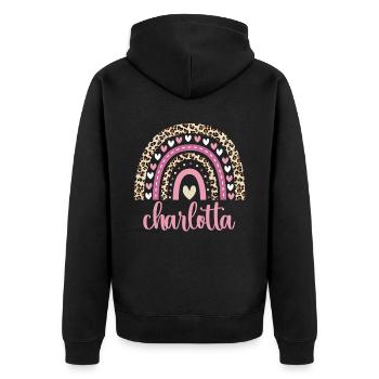 Charlotta Regenbogen Name Geburtstag Charlotta - Unisex Premium Bio Zip Hoodie - Schwarz - Hinten - Nico (187cm)