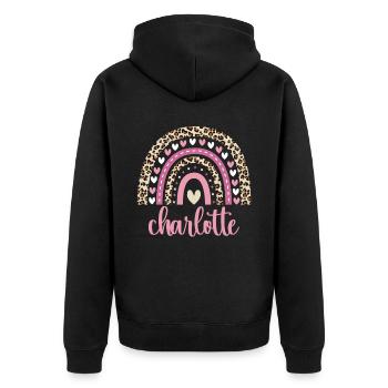 Charlotte Regenbogen Name Geburtstag Charlotte - Unisex Premium Bio Zip Hoodie - Schwarz - Hinten - Nico (187cm)
