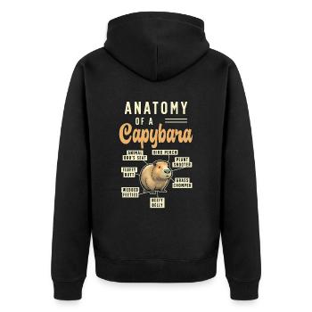 Capybara Anatomy Of A Capybara Rodent Zoo Animal - Unisex Premium Organic Zip Hoodie - black - Back - Nico (187cm)