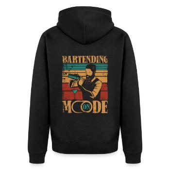 Bartending Mode On Barmann Bartender Mixologist - Unisex Premium Bio Zip Hoodie - Schwarz - Hinten - Nico (187cm)