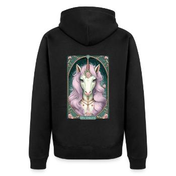 Kawaii Tarot Card The Unicorn Pastel Goth Anime Wi - Unisex Premium Bio Zip Hoodie - Schwarz - Hinten - Nico (187cm)
