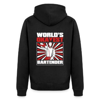 World's Okayest Bartender Mixologist Barmann - Unisex Premium Bio Zip Hoodie - Schwarz - Hinten - Nico (187cm)