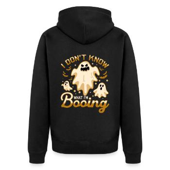 I don't know what I'm BOOING - Unisex Premium Bio Zip Hoodie - Schwarz - Hinten - Nico (187cm)