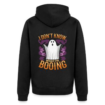 I don't know what I'm BOOING - Unisex Premium Bio Zip Hoodie - Schwarz - Hinten - Nico (187cm)