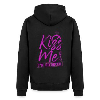 Bonne fête de divorce Embrasse-moi Je suis - Veste à capuche bio Premium Unisexe - noir - Dos - Nico (187cm)