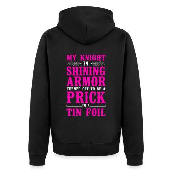 Happy Divorce Party My Knight In - Unisex Premium Bio Zip Hoodie - Schwarz - Hinten - Nico (187cm)