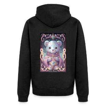 Kawaii Tarot Card The Bear Pastel Goth Anime Witch - Unisex Premium Bio Zip Hoodie - Schwarz - Hinten - Nico (187cm)