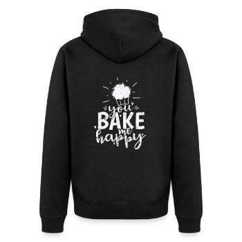 You Bake me Happy Confectioner Cake - Unisex Premium Organic Zip Hoodie - black - Back - Nico (187cm)