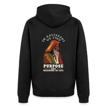 Rastaman Hermit Rasta Quote Rastafarian Reggae - Unisex Premium Bio Zip Hoodie - Schwarz - Hinten - Nico (187cm)