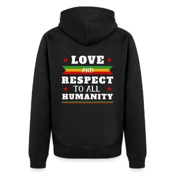 Rastafari Flag Rastafarian Quote Reggae Rasta - Unisex Premium Bio Zip Hoodie - Schwarz - Hinten - Nico (187cm)