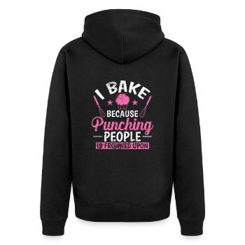 I Bake because Punching People is Frowned upon - Unisex Premium Organic Zip Hoodie - black - Back - Nico (187cm)
