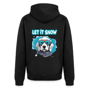 Hund mit Skibrille Schnee Schneefall für eine - Unisex Premium Bio Zip Hoodie - Schwarz - Hinten - Nico (187cm)
