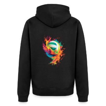 Volleyball Motiv Colorflash Bunt Frauen Mädchen - Unisex Premium Bio Zip Hoodie - Schwarz - Hinten - Nico (187cm)
