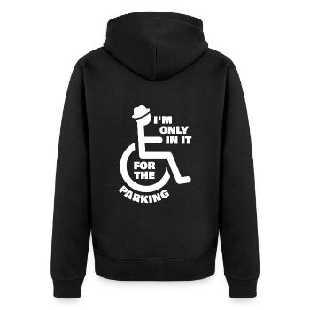 Only For The Parking Rollstuhlfahrer - Unisex Premium Bio Zip Hoodie - Schwarz - Hinten - Nico (187cm)