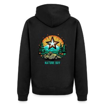 Nature boy, the nature boy - Unisex Premium Organic Zip Hoodie - black - Back - Nico (187cm)