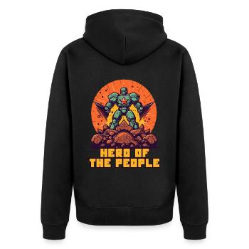 People's Hero, People's Hero - Unisex Premium Organic Zip Hoodie - black - Back - Nico (187cm)
