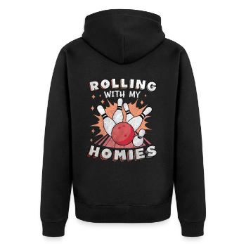 Rouler avec mon cadeau Homies Retro Bowling - Veste à capuche bio Premium Unisexe - noir - Dos - Nico (187cm)
