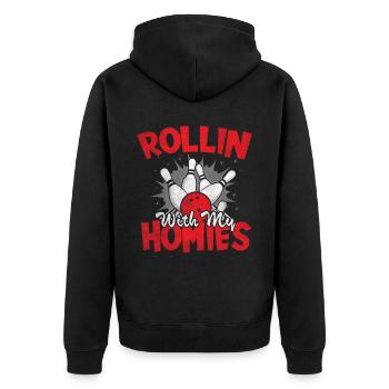 Rollin avec mon cadeau Homies Retro Bowling - Veste à capuche bio Premium Unisexe - noir - Dos - Nico (187cm)