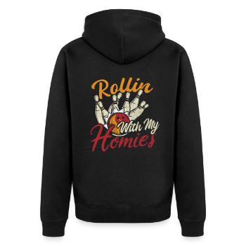 Rollin avec mon cadeau Homies Retro Bowling - Veste à capuche bio Premium Unisexe - noir - Dos - Nico (187cm)