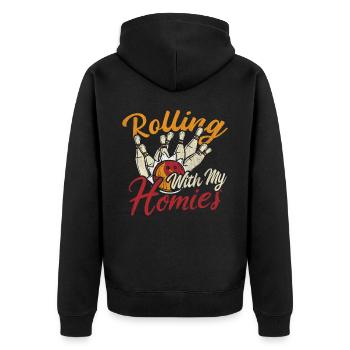 Rouler avec mon cadeau Homies Retro Bowling - Veste à capuche bio Premium Unisexe - noir - Dos - Nico (187cm)