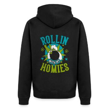 Rollin avec mon cadeau Homies Retro Bowling - Veste à capuche bio Premium Unisexe - noir - Dos - Nico (187cm)