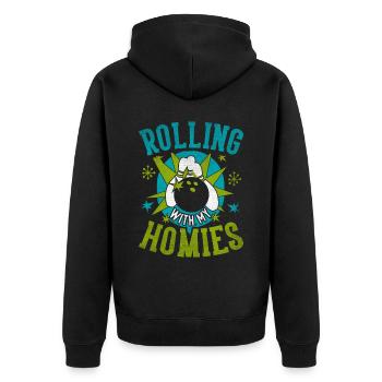 Rouler avec mon cadeau Homies Retro Bowling - Veste à capuche bio Premium Unisexe - noir - Dos - Nico (187cm)