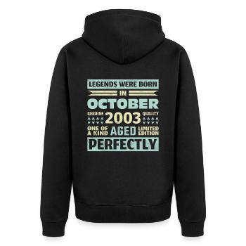 20ème anniversaire Octobre Millésime 2003 Millésime - Veste à capuche bio Premium Unisexe - noir - Dos - Nico (187cm)