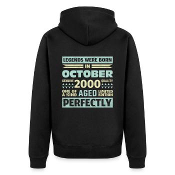 23ème Anniversaire Octobre Millésime 2000 Millésime - Veste à capuche bio Premium Unisexe - noir - Dos - Nico (187cm)