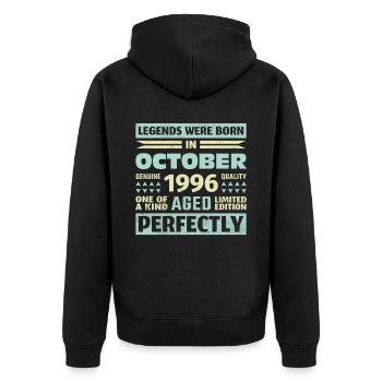 27th Birthday October Vintage 1996 Vintage - Unisex Premium Organic Zip Hoodie - black - Back - Nico (187cm)