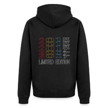Edition Limitée 2017 Anniversaire 2017 Vintage Rétro - Veste à capuche bio Premium Unisexe - noir - Dos - Nico (187cm)