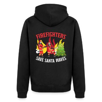 Feuerwehrleute retten Santa Waves Weihnachten - Unisex Premium Bio Zip Hoodie - Schwarz - Hinten - Nico (187cm)