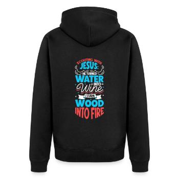 Jesus and Boy Scouts - Unisex Premium Organic Zip Hoodie - black - Back - Nico (187cm)