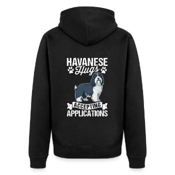 Le bichon havanais accepte les candidatures - Veste à capuche bio Premium Unisexe - noir - Dos - Nico (187cm)