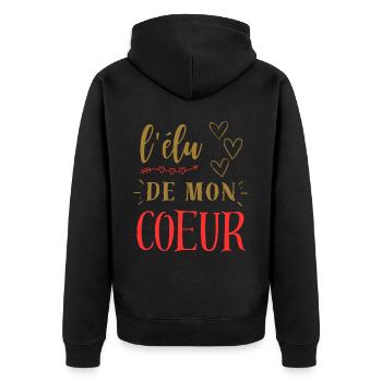 L'élu de mon cœur - Veste à capuche bio Premium Unisexe - noir - Dos - Nico (187cm)