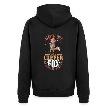 Schlauer Fuchs ist Pfadfinder Lehrer - Unisex Premium Bio Zip Hoodie - Schwarz - Hinten - Nico (187cm)