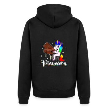 Pianocorn - Licorne au piano - Veste à capuche bio Premium Unisexe - noir - Dos - Nico (187cm)