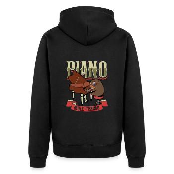 Piano Mole-tissimo - Mole at the Piano - Unisex Premium Organic Zip Hoodie - black - Back - Nico (187cm)
