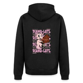 Pianolotl - Axolotl au piano - Veste à capuche bio Premium Unisexe - noir - Dos - Nico (187cm)