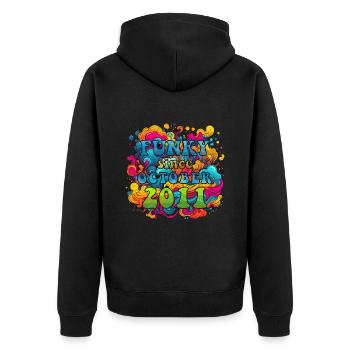 Funky Birthday: Octobre 2011 - Psychadelic - Veste à capuche bio Premium Unisexe - noir - Dos - Nico (187cm)