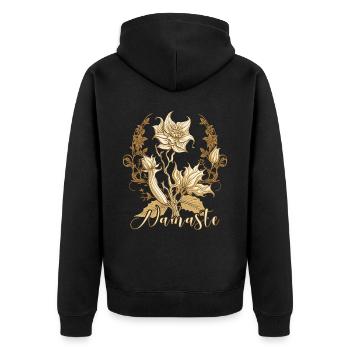 Namaste Lotus Flower Zen Buddhism Yoga Meditation - Unisex Premium Bio Zip Hoodie - Schwarz - Hinten - Nico (187cm)
