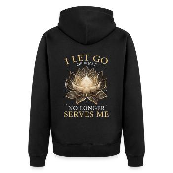 Mystical Lotus Zen Meditation Quote Yoga Hinduism - Unisex Premium Bio Zip Hoodie - Schwarz - Hinten - Nico (187cm)
