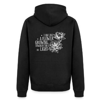 Lotus Flower Buddhism Quote Spiritual Meditation Y - Unisex Premium Bio Zip Hoodie - Schwarz - Hinten - Nico (187cm)