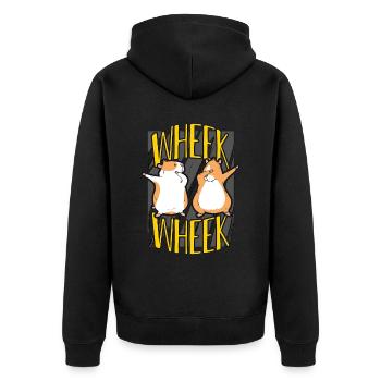 Guinea Pig Wheek Wheek Loves Hamster Animal Lover - Unisex Premium Organic Zip Hoodie - black - Back - Nico (187cm)