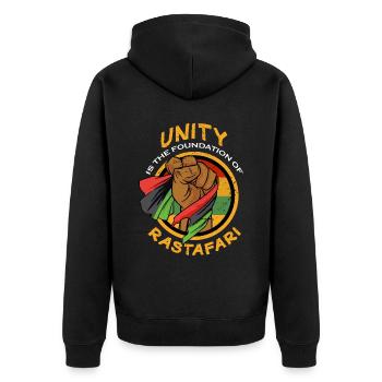 Rastafari Ethiopian Flag Reggae Roots Rastafari - Unisex Premium Bio Zip Hoodie - Schwarz - Hinten - Nico (187cm)